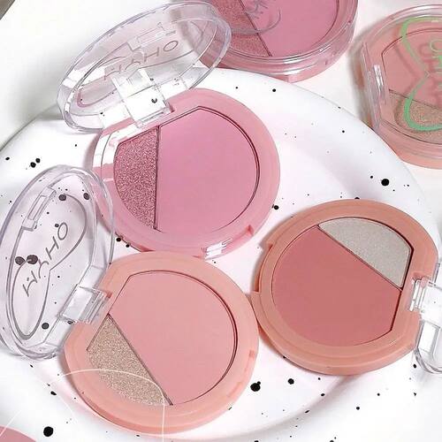 2-in-1 Multifunction Blush Highlighter Palette Apricot Pink
