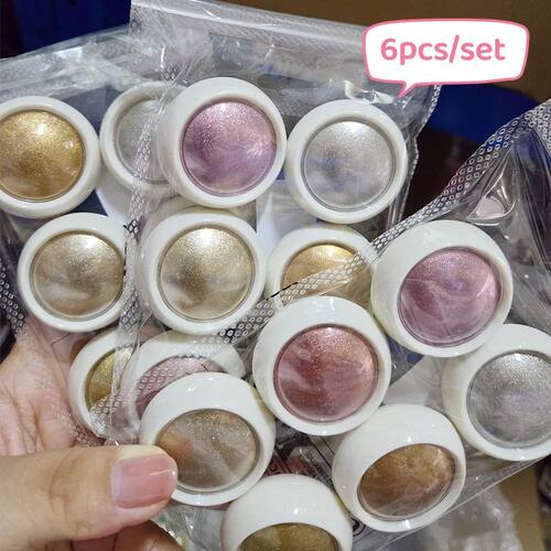 6 Pcs Fantasy Mirror Chrome Effect Metallic Dust Baby Pink G