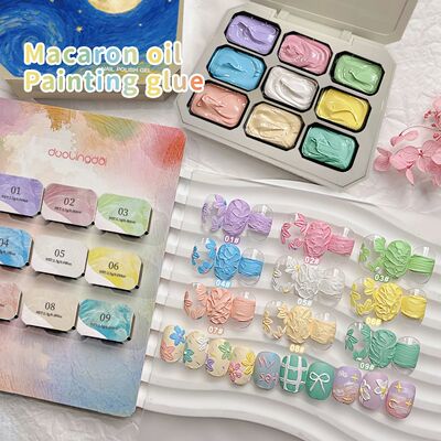 9-Grid Macaron Oil Painting Gel Complete Set - Nail Gel Maca