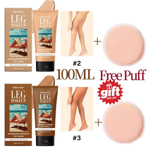 Bronze Leg & Body Makeup Foundation With Powder Puff 100ml W