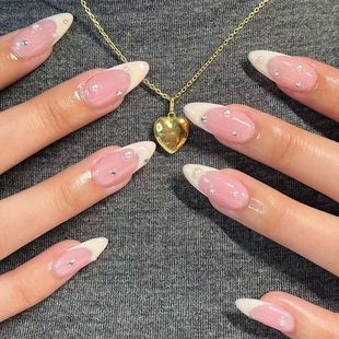 Detachable Pearl Nails with False Decoration 24Pcs Almond