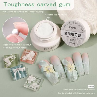 5ml 3D Flower Gel  Non-Stick Carving Glue Pearl White Satin