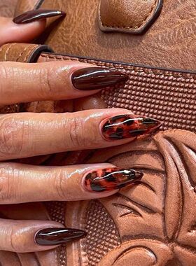 Simple French Wearable False Nails Almond Colorful Stripes C