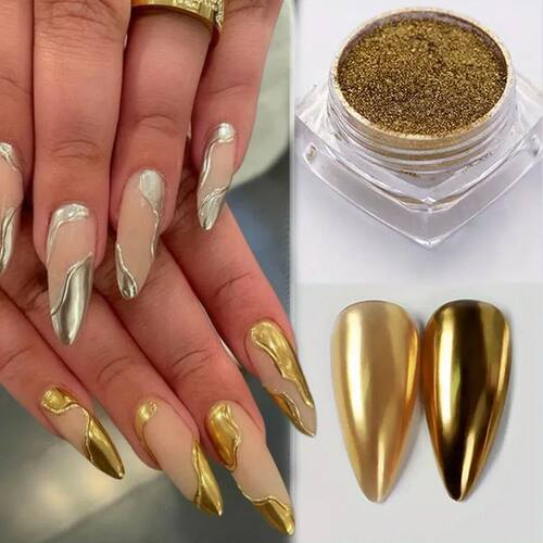 1Box Gold Silver Mirror Powder Nail Art Glitter Elegant Cham