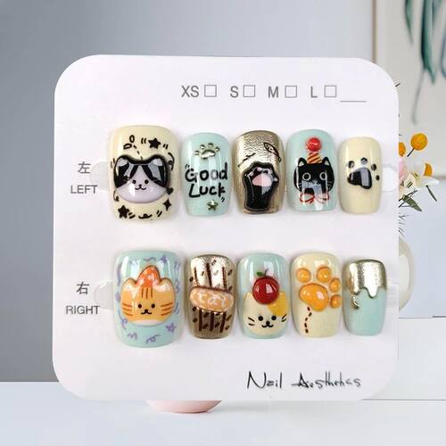 10 Pcs Cute Cat 3D Funny Cartoon Cat and Brown Tones Lovely