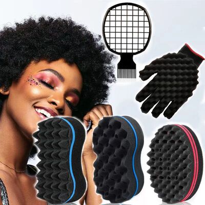2/3/4pcs Afro Twist hair comb sponge for men and women's cur