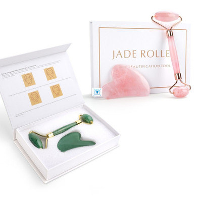 Quartz Jade Roller Heart Guasha Scraping Board Slimming Face