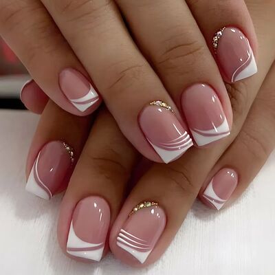 24pcs False Nail Full Cover Fake Nail Elegant Pink Gradient