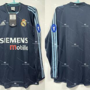 西甲皇马0304赛季客场球迷版长袖 全新元年带吊牌 劳尔齐达内小贝