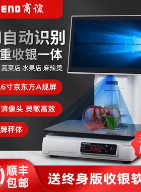 ai智能识别称重收银一体称超市便利店生鲜水果蔬菜零食收银系统收款机卤菜麻辣烫熟食电子称双屏收银机一体机