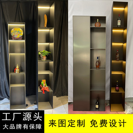 不绣钢壁龛嵌入式小尺寸收纳盒卫生间超薄浴室带门横向灯带洗手间