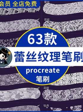 女装服装服饰薄纱布料面料蕾丝纹理印花procreate笔刷iPad绘画