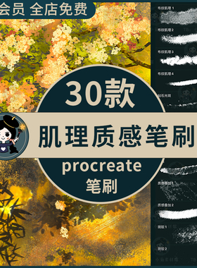 procreate肌理质感笔刷光影颗粒划痕布纹做旧磨砂斑驳噪点杂色