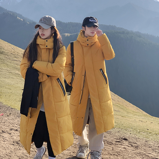 冬季新款长款过膝棉衣男中长款加厚连帽情侣羽绒棉服宽松休闲外套