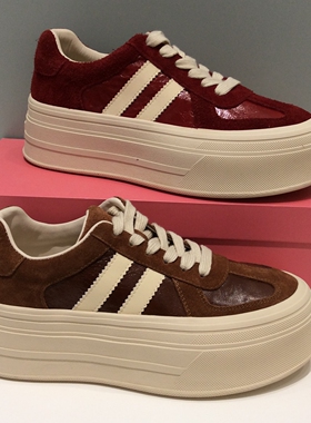 HCS261201哈森HARSON正品2026春厚底德训鞋拼色圆头系带增高百搭