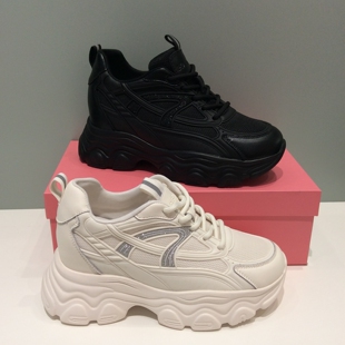 HCL252901哈森女鞋春季厚底增高老爹鞋透气网面休闲运动鞋百搭