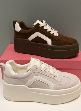 HCL250605哈森HARSON厚底休闲板鞋女2025春季新款百搭增高鞋