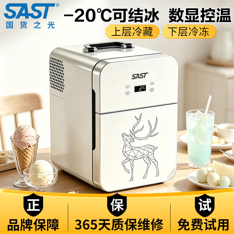 SAST车载迷你小冰箱12v车家两用20L小型冷藏化妆品母乳宿舍单人用