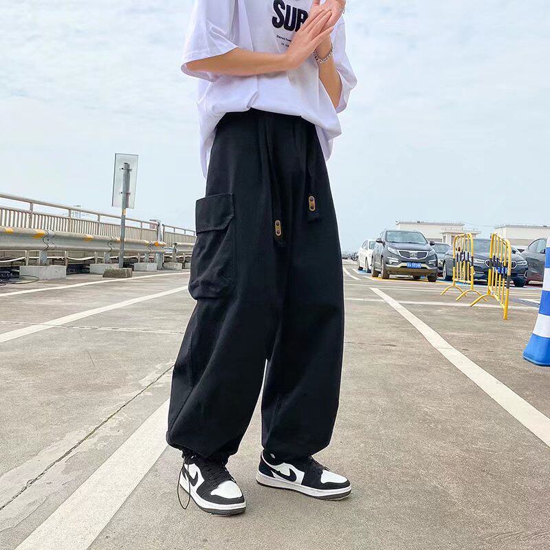 2023年夏季新款纯棉日系工装阔腿束脚裤XZ415-A718-P48,男装休闲裤,星座416