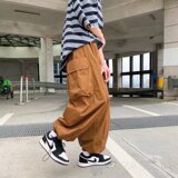 2023年夏季新款纯棉日系工装阔腿束脚裤XZ415-A718-P48，男装休闲裤，星座416