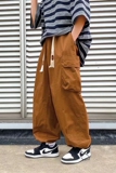 2023年夏季新款纯棉日系工装阔腿束脚裤XZ415-A718-P48，男装休闲裤，星座416
