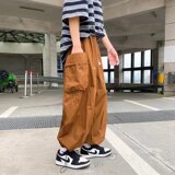 2023年夏季新款纯棉日系工装阔腿束脚裤XZ415-A718-P48，男装休闲裤，星座416