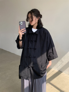 2024年夏季新款新中式五分袖棉麻衬衫XZ416-CS2020-P65图片