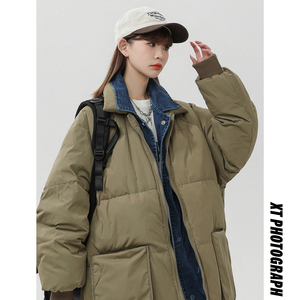 2024年冬季翻领牛仔拼接大码白鸭绒羽绒服XZ416-YR2001-P258图片