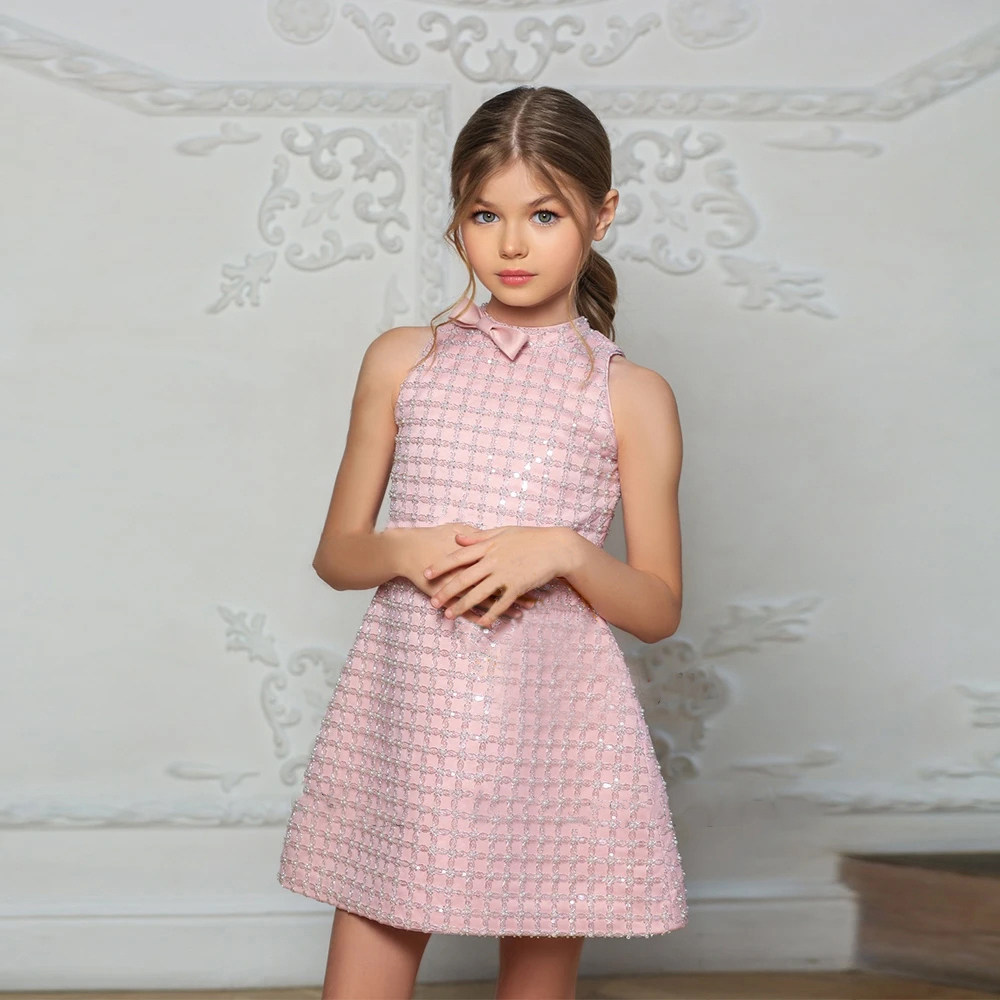 儿童礼服公主裙婚礼花童小伴娘短裙洋气女童生日连衣裙女童晚礼服