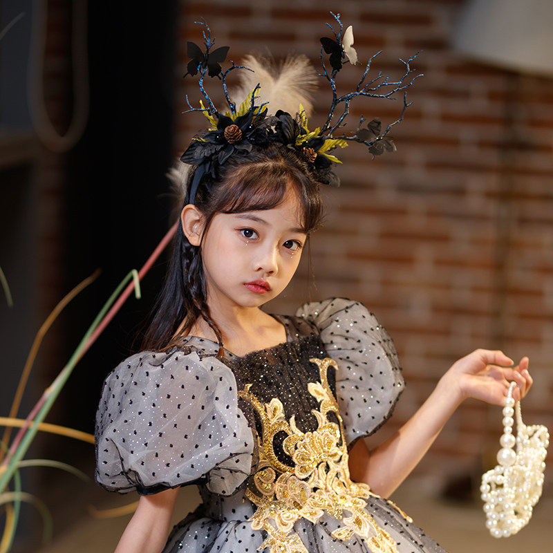 黑暗森系树枝女童发箍万圣节圣诞花环头饰品宝宝公主裙礼服裙发饰
