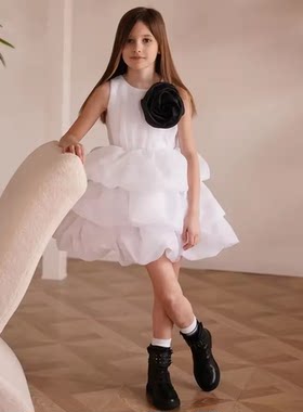 儿童礼服公主短裙婚礼花童伴娘洋气女童生日礼物连衣裙女童晚礼服