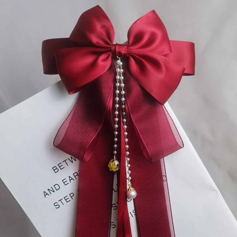 红色大蝴蝶结飘带发夹女