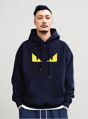 香港潮牌余文乐连帽卫衣男士秋冬季加绒纯棉宽松套头休闲情侣外套