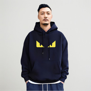 香港潮牌余文乐连帽卫衣男士秋冬季加绒纯棉宽松套头休闲情侣外套
