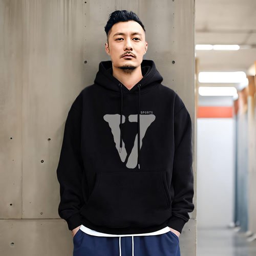 大码加绒秋冬风痞帅外套连帽