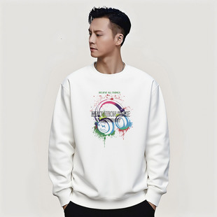 香港潮牌陈伟霆纯棉卫衣男士秋冬季新款重磅圆领套头宽松潮流印花