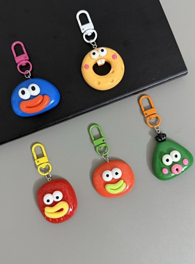 趣味大眼香肠嘴表情包包挂饰钥匙扣挂件手机壳耳机套挂链配饰