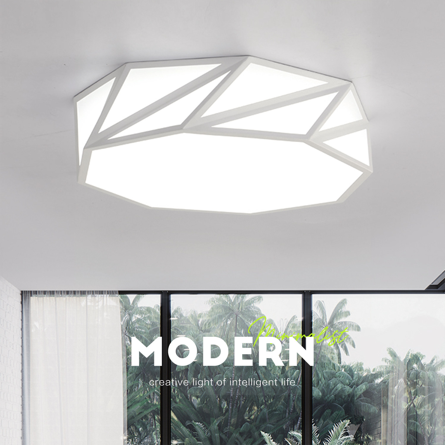 卧室灯个性创意几何led吸顶灯铁艺简约现代家用餐厅房间书房灯具