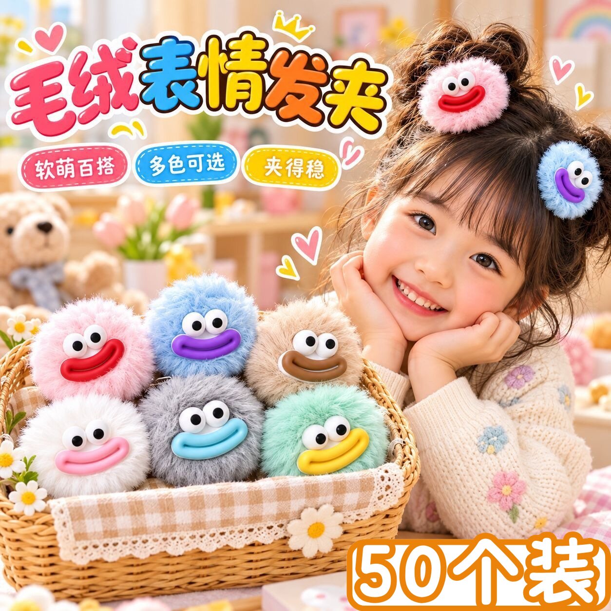 幼儿园奖励小礼物儿童创意毛绒发夹女孩奖品小学生活动全班礼品