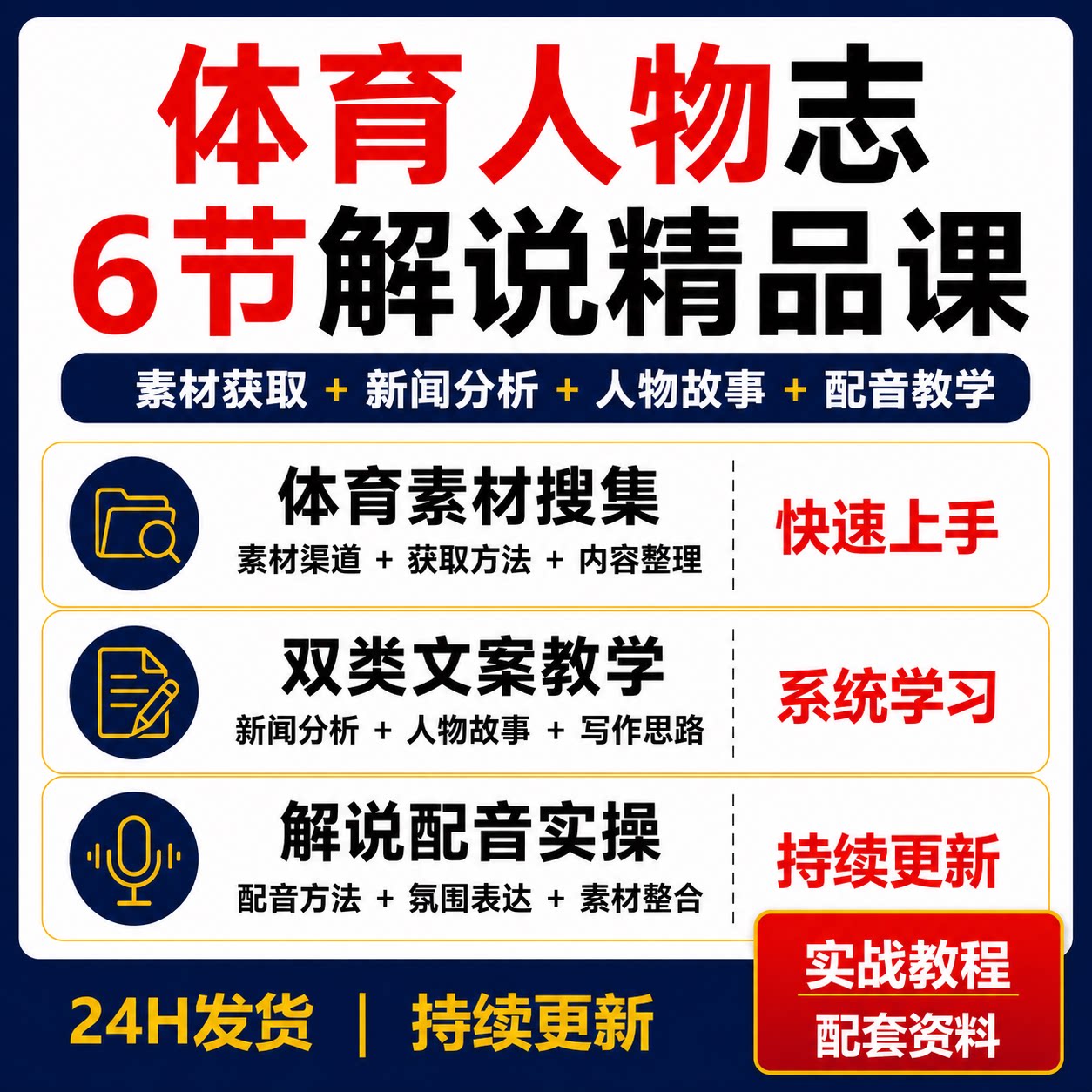 体育明星人物志6节解说课素材搜集新闻分析人物故事文案配音教学