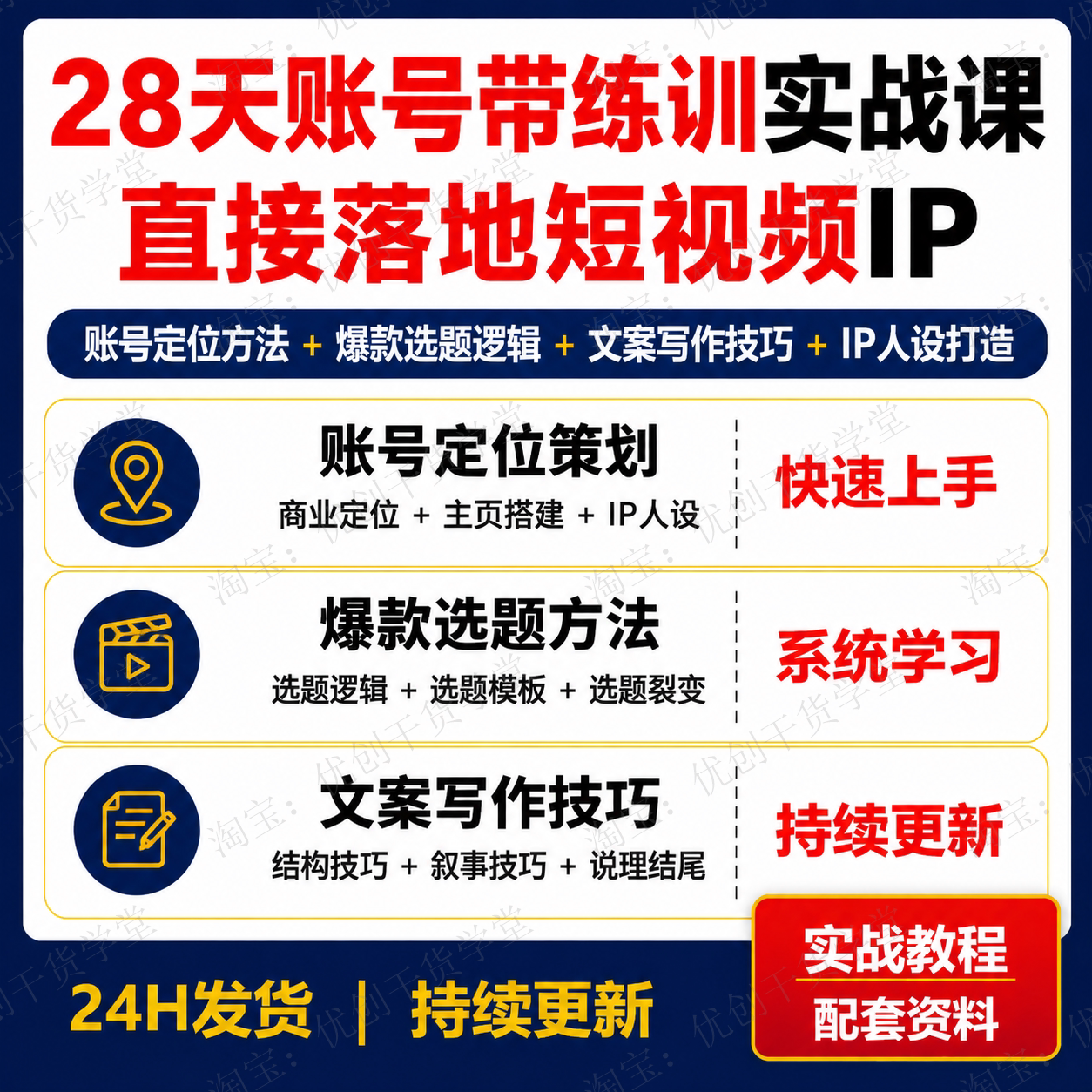 短视频文案写作实战课账号定位选题技巧IP人设打造视频教程