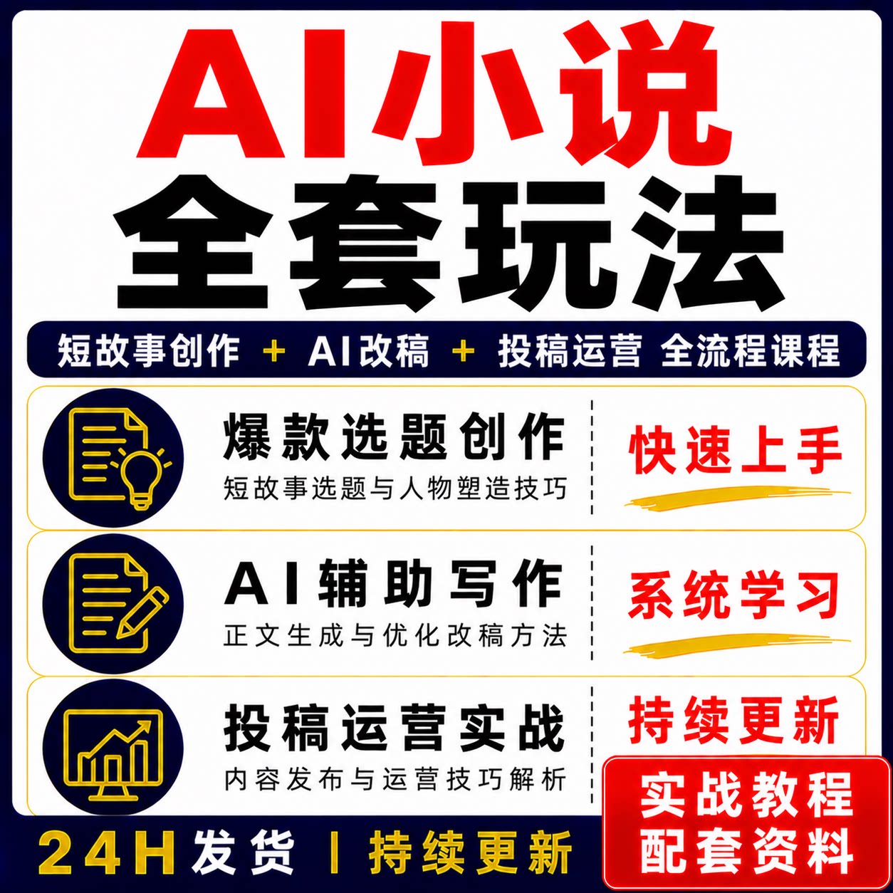AI小说全套玩法教程短故事创作改稿运营实战课程快速上手