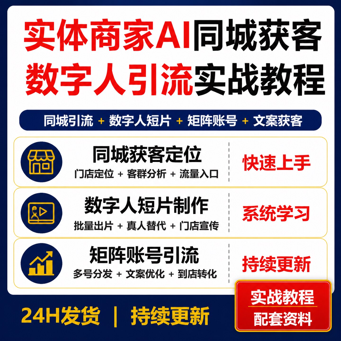 实体商家AI同城获客特训营 数字人短视频矩阵账号引流教程