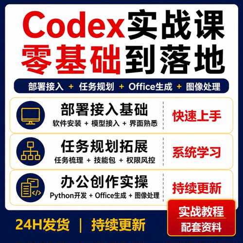 Codex零基础实战课部署接入任务规划Office生成Python图像处理