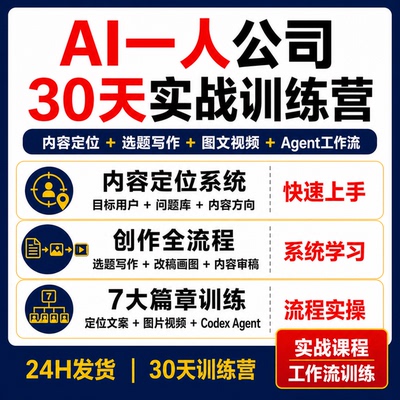 AI一人公司30天实战训练营Codex Agent选题写作画图审稿工作流