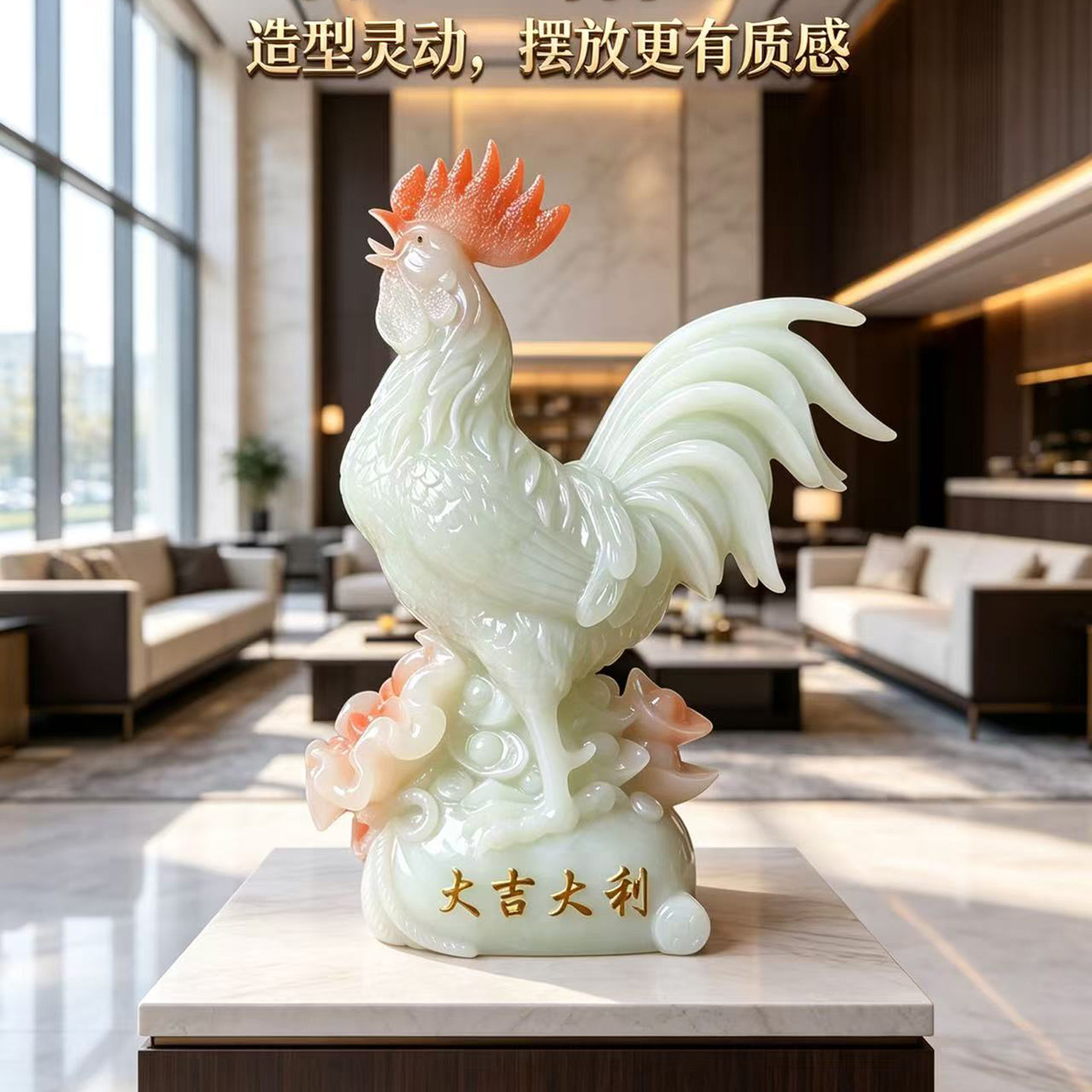 大吉大利公鸡摆件开业乔迁礼品