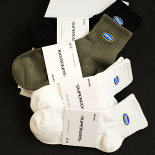 中筒短袜纯棉透气潮男生防臭白色篮球运动袜 薄款 5双 袜子男女夏季