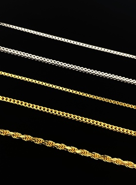 正反链盒子链麻花链925纯银项链