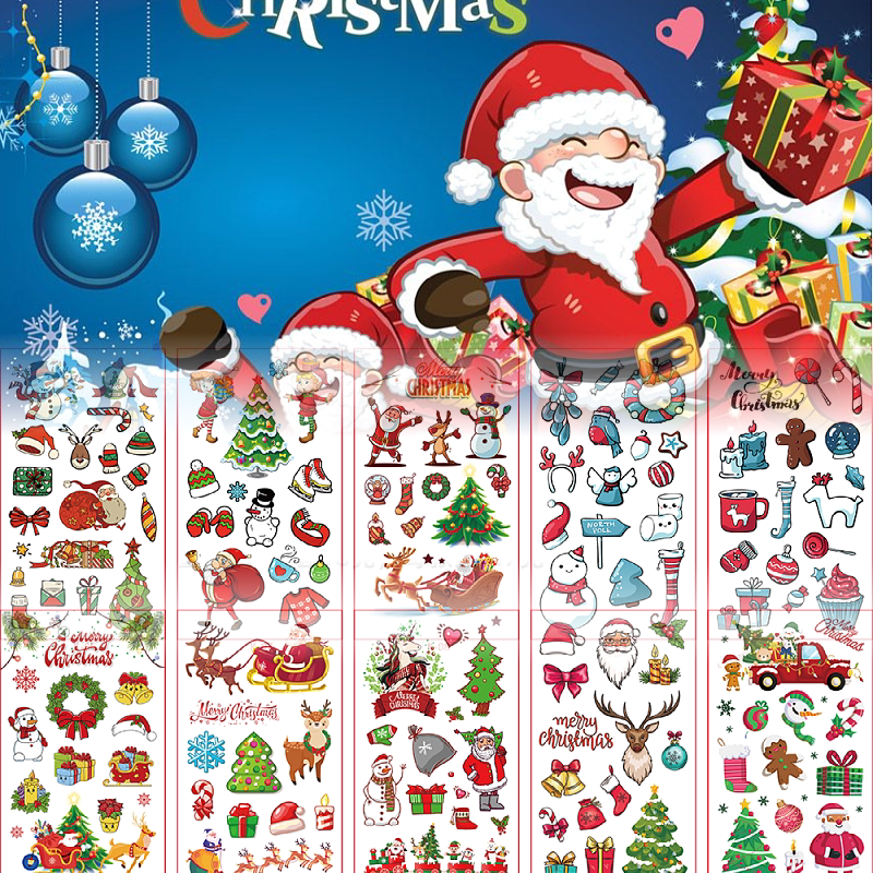 圣诞节脸部贴纸儿童脸贴纹身贴夜光女孩妆容面部卡通贴画恐龙水印