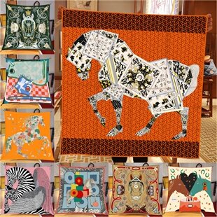 丝巾马图案90*90方巾跨境新款女百搭防晒披肩头巾围巾高级领巾男